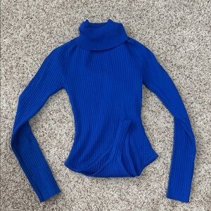 Love Tree Royal Blue Ribbed Turtleneck Bodysuit